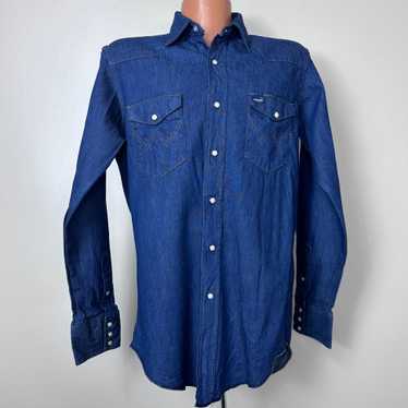 1980s Denim Western Shirt, Wrangler Size Large - image 1
