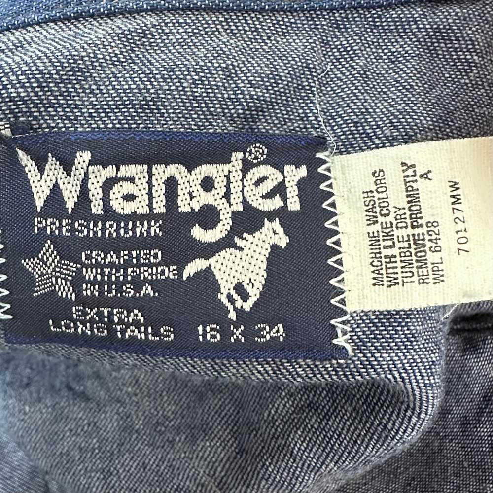 1980s Denim Western Shirt, Wrangler Size Large - image 4