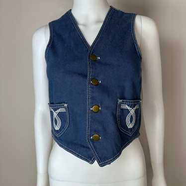 1970s Denim Vest, Western, Sportswear by Sears Yo… - image 1