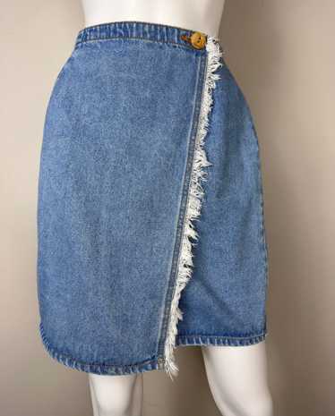 Vintage 1990s Denim Wrap Skirt, Gitano Size XS, Fr