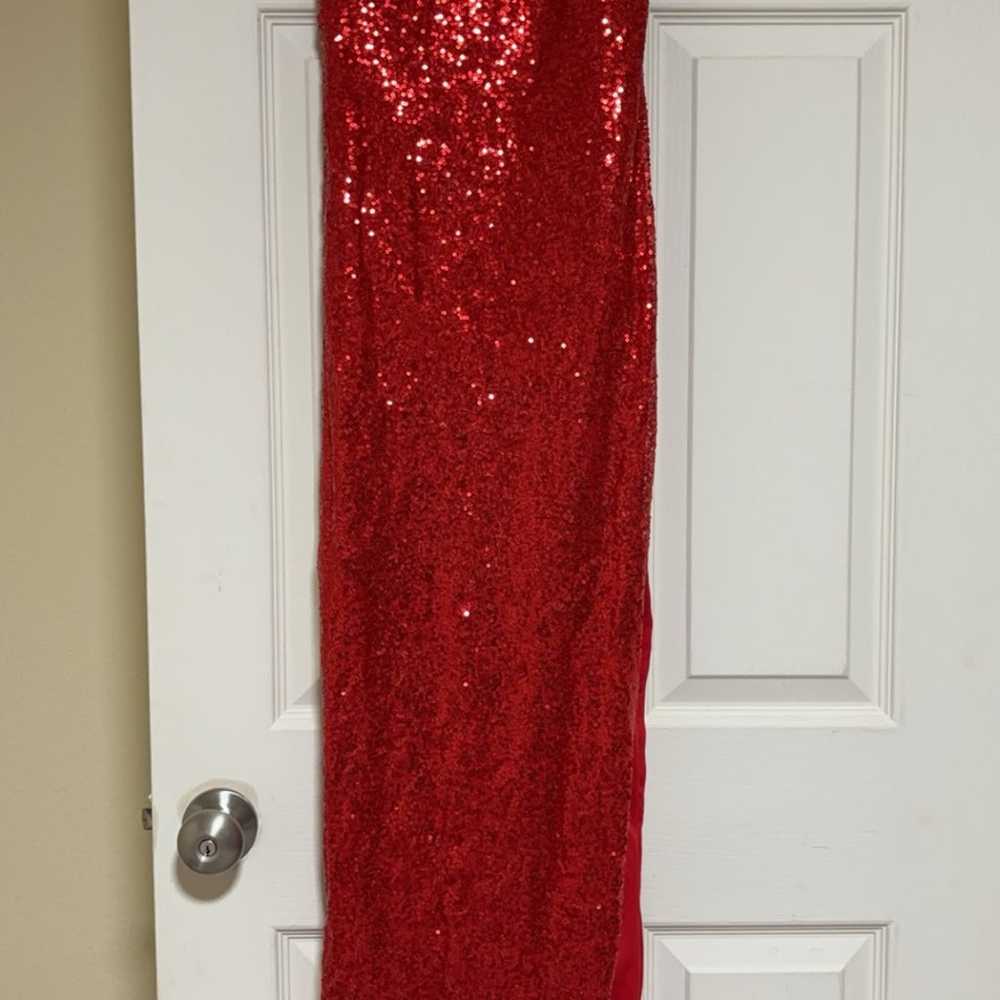 long red dress with slit - image 1