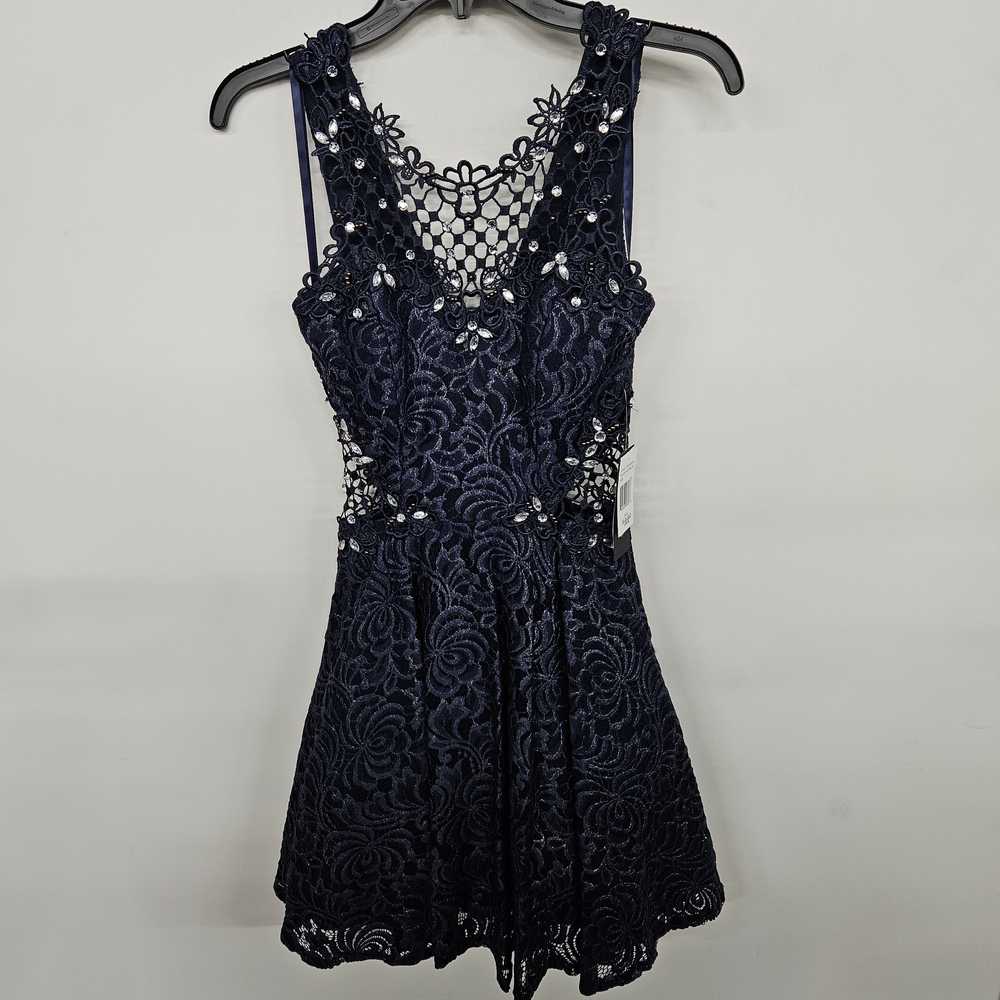 Jodi Kristopher Blue Floral Lace Dress - image 1