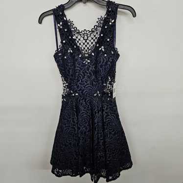 Jodi Kristopher Blue Floral Lace Dress - image 1