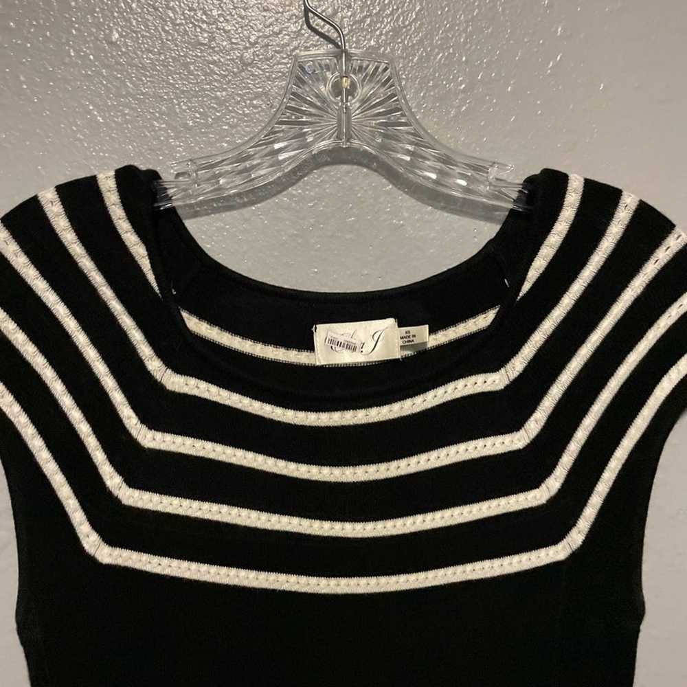 Eliza J Black and White Short Sleeve Knit Sweater… - image 10