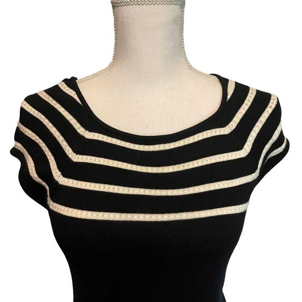 Eliza J Black and White Short Sleeve Knit Sweater… - image 3