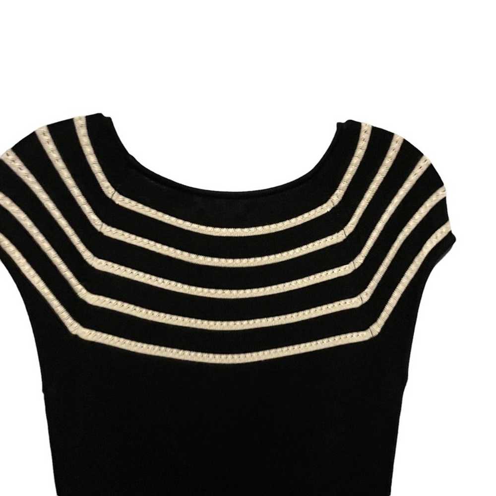 Eliza J Black and White Short Sleeve Knit Sweater… - image 4
