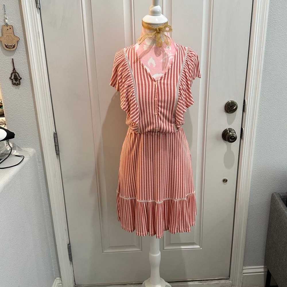 Laurel Conrad Vintage Pink Striped Dress in Size … - image 1