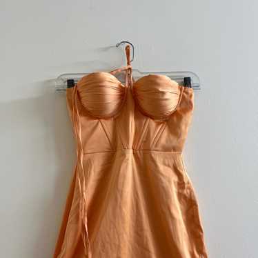 OhPolly Bodycon Orange Satin Bustier Dress - image 1