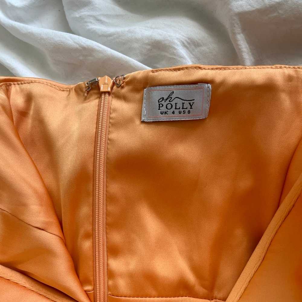 OhPolly Bodycon Orange Satin Bustier Dress - image 5