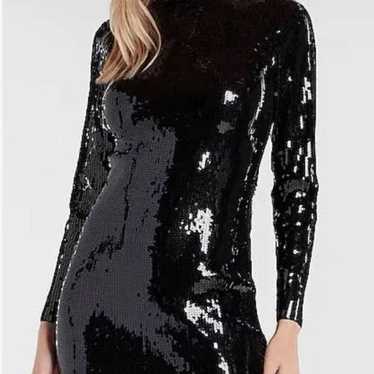 Express black sequin dress long sleeve