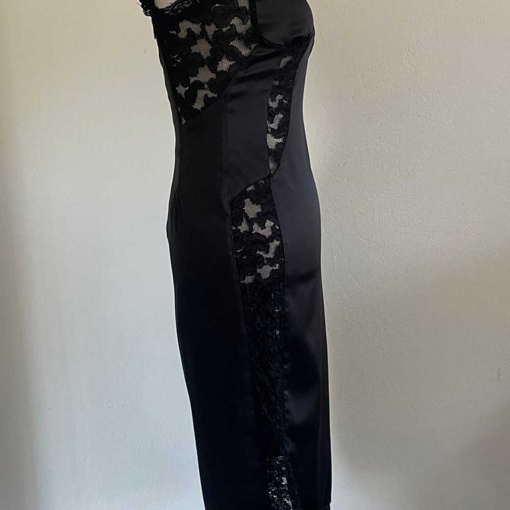 Black Lace Stretchy Mid Length Party Dress - image 2