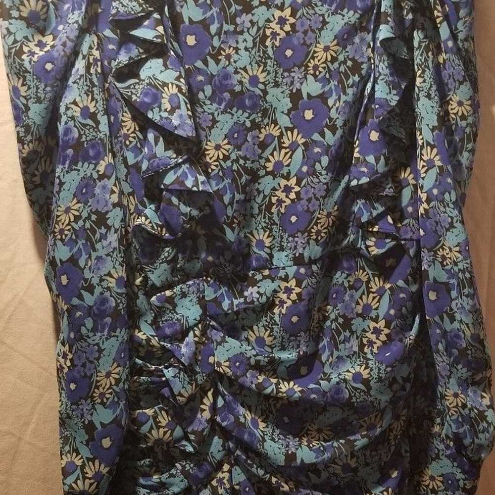 ZARA Mini Dress Long Sleeves Blue Flowers - image 1