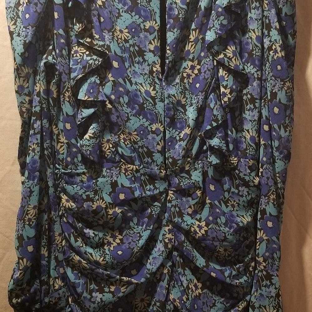 ZARA Mini Dress Long Sleeves Blue Flowers - image 2