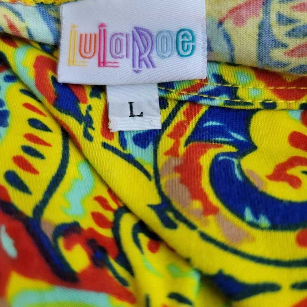 LulaRoe Nicole Yellow L Fit & Flare Dress Large H… - image 3