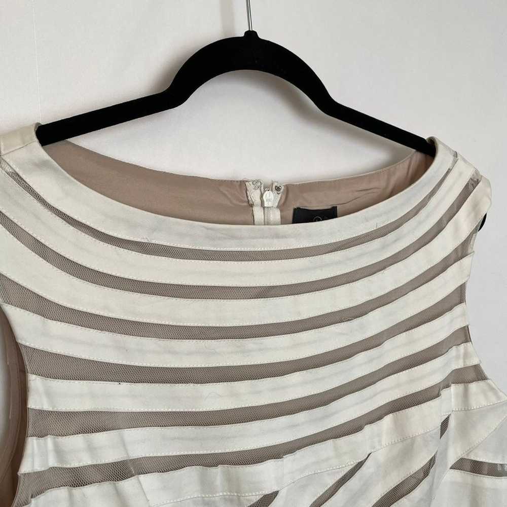 Adrianna Papell White Striped Illusion Dress - image 2