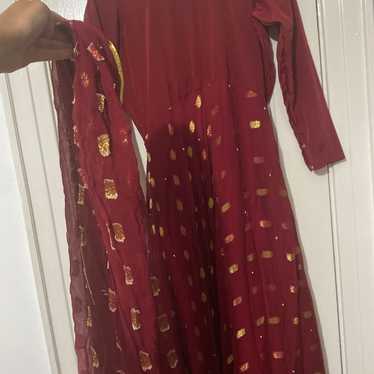 pakistani and indian dress red anarkali