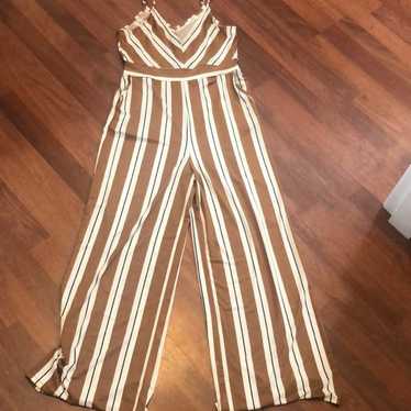 Camel Stripe Jumpsuit - Size L