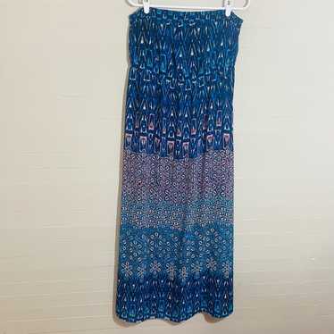 Lane Bryant Colorful Smocked Strapless Maxi Dress… - image 1