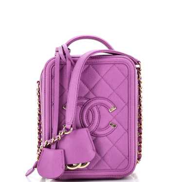 CHANEL Filigree Vertical Vanity Case Quilted Cavia