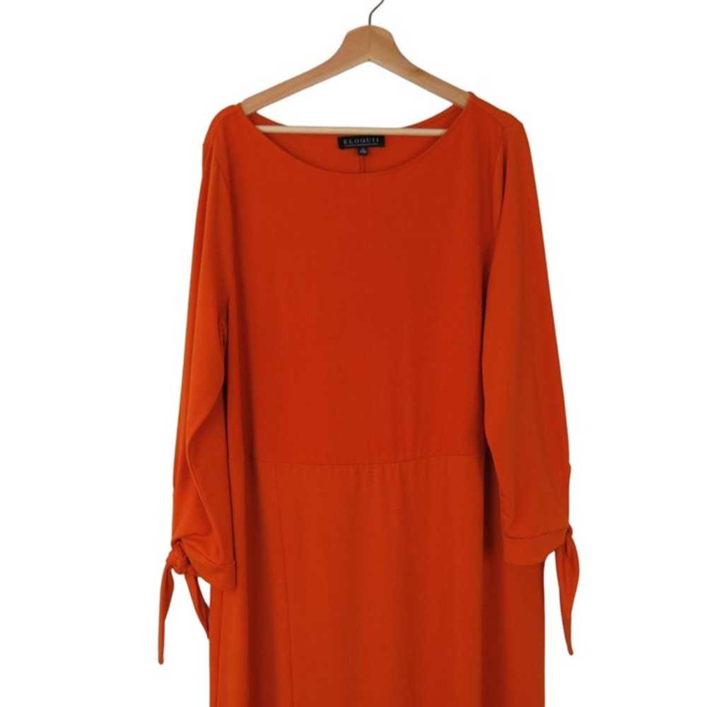 ELOQUII Women's Pumpkin Orange Boat Neck Tie Slee… - image 4