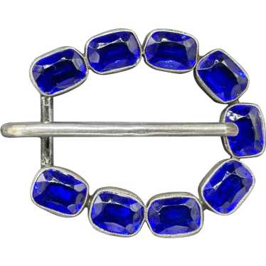 Art Deco signed AB France blue glass buckle