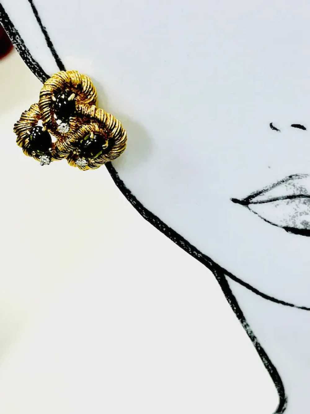 18kt Gold Tourmaline Diamond Love Knot Earrings - image 3