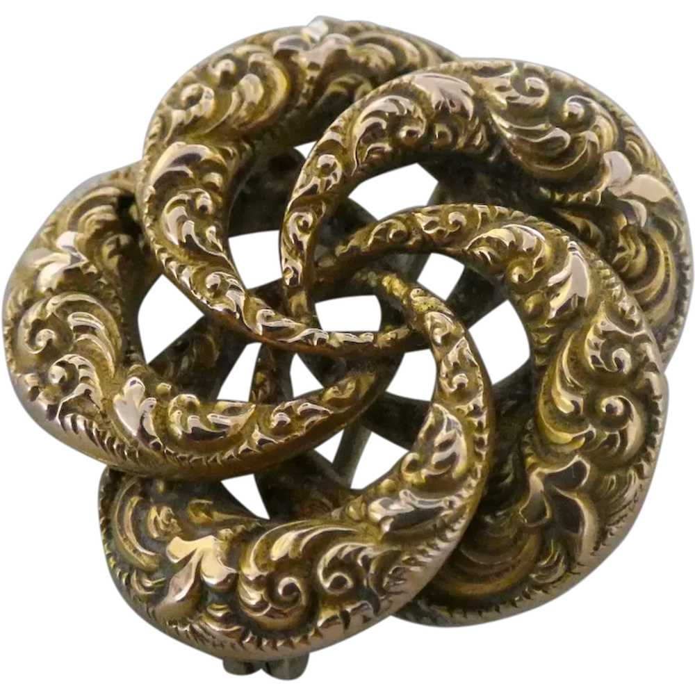 Victorian Pinwheel Brooch, Low Karat Gold - image 1