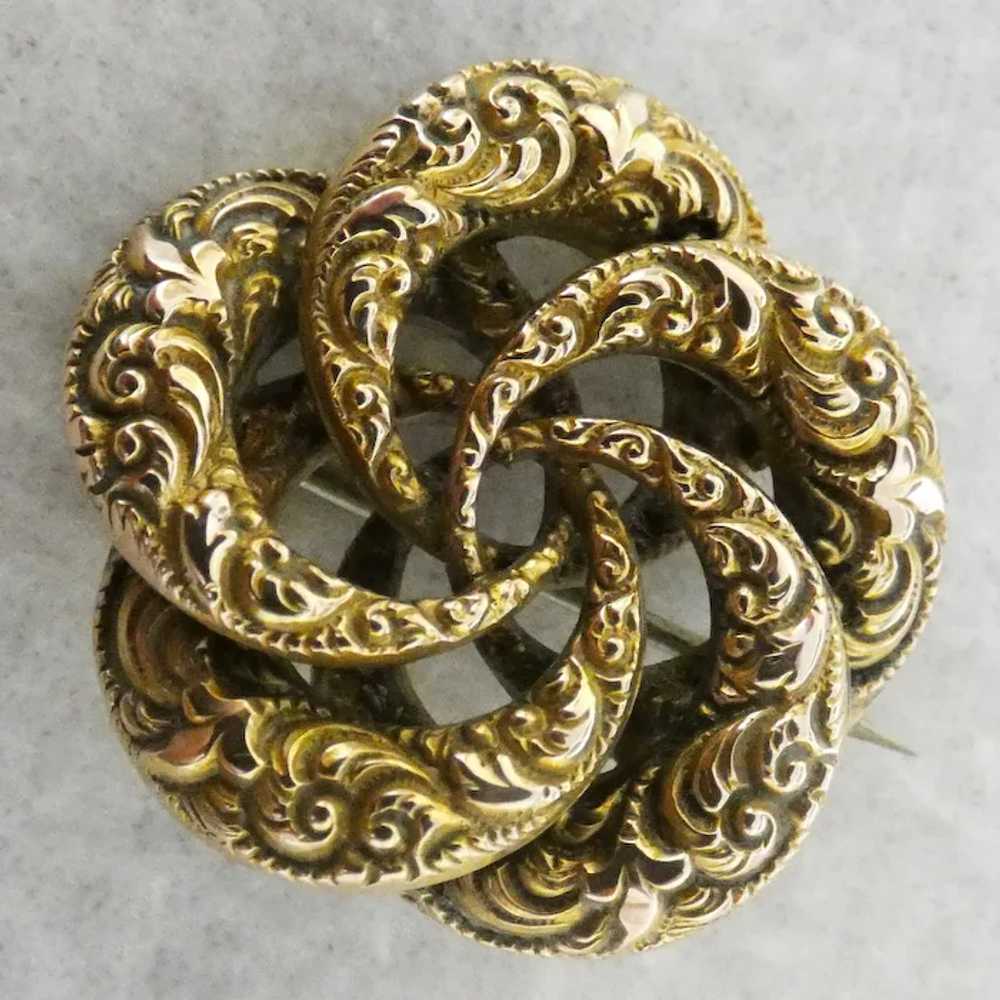 Victorian Pinwheel Brooch, Low Karat Gold - image 2