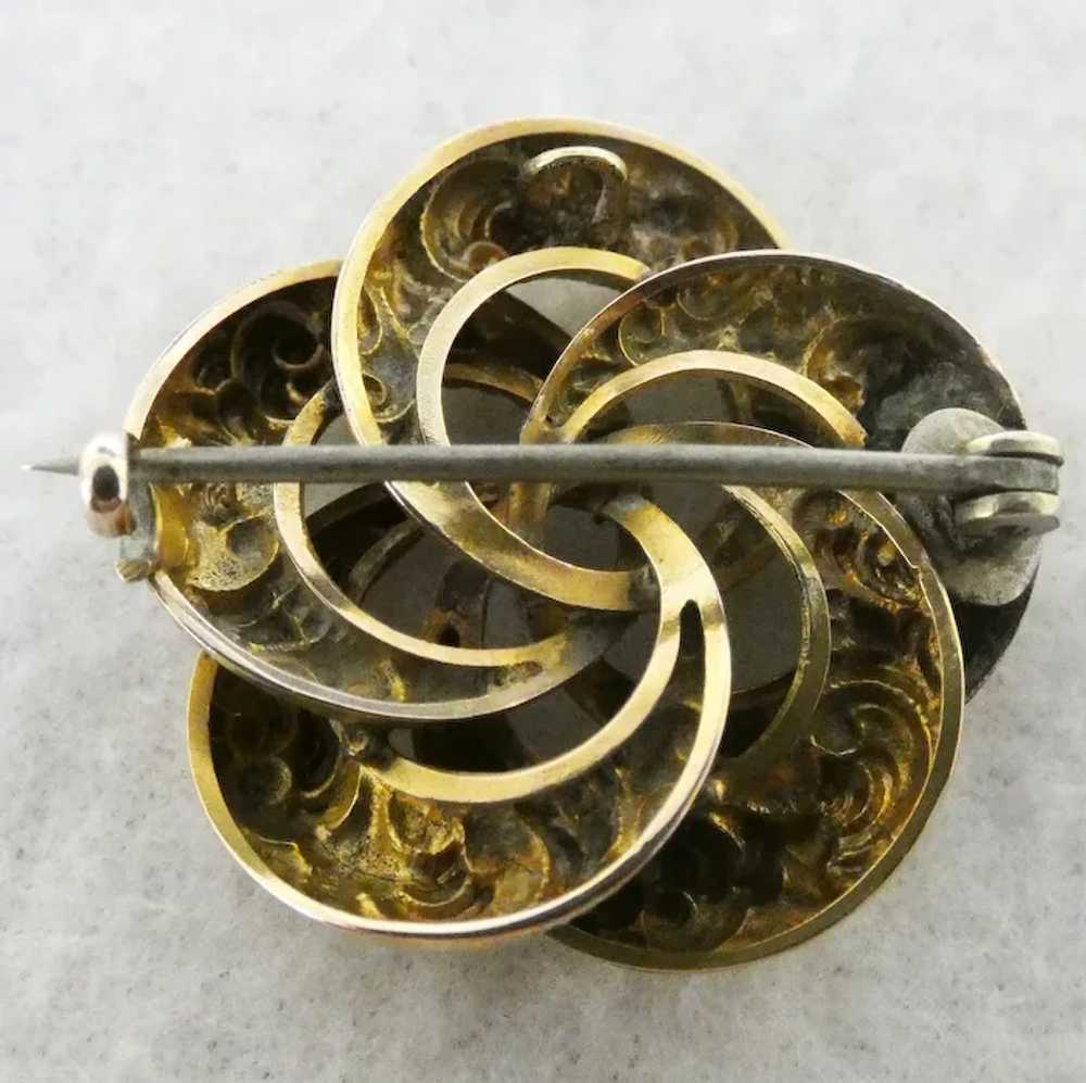 Victorian Pinwheel Brooch, Low Karat Gold - image 3