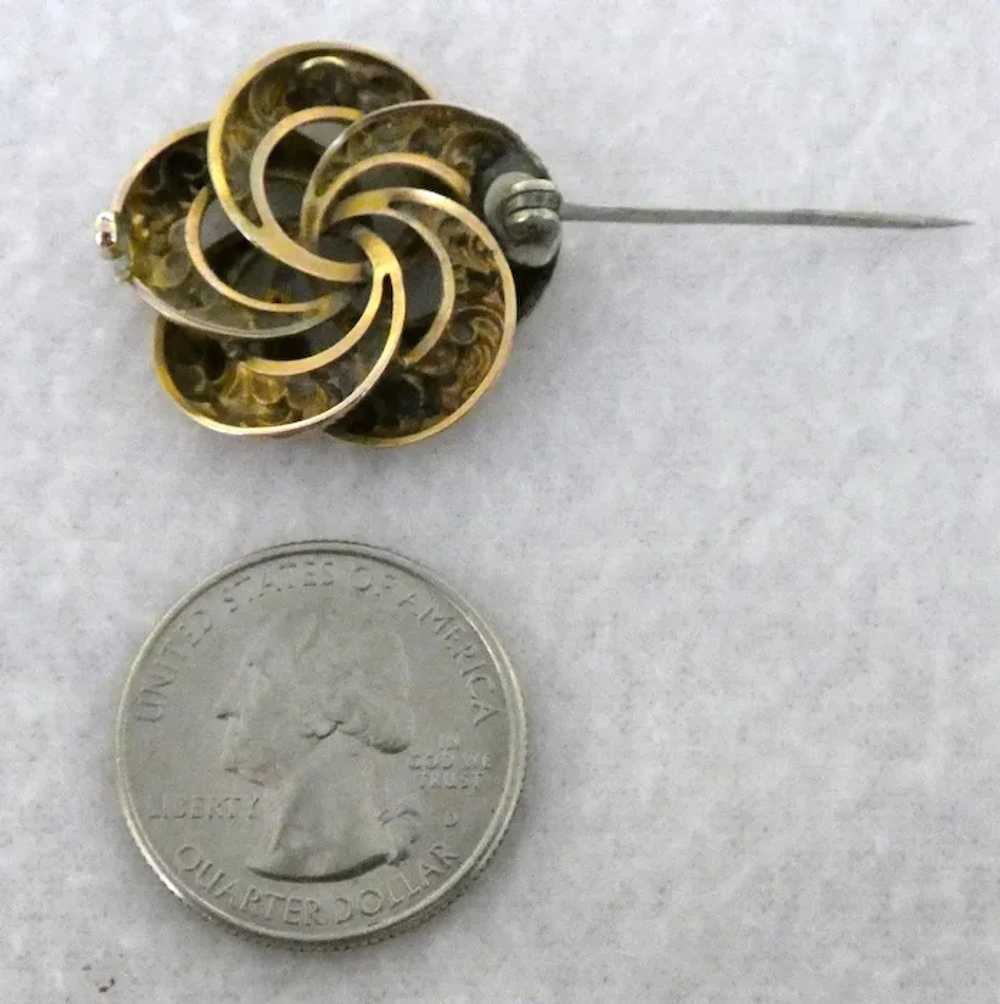 Victorian Pinwheel Brooch, Low Karat Gold - image 4