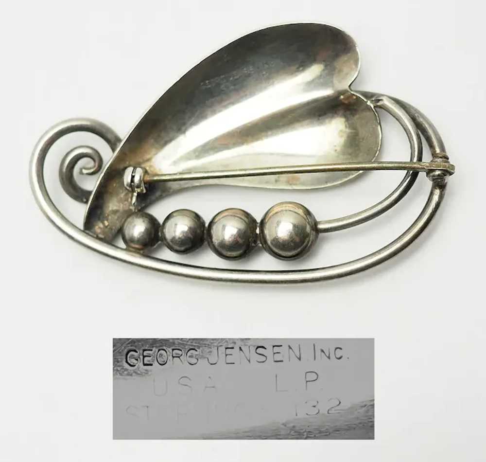 Vintage  leaf sterling silver brooch pin Georg Je… - image 3