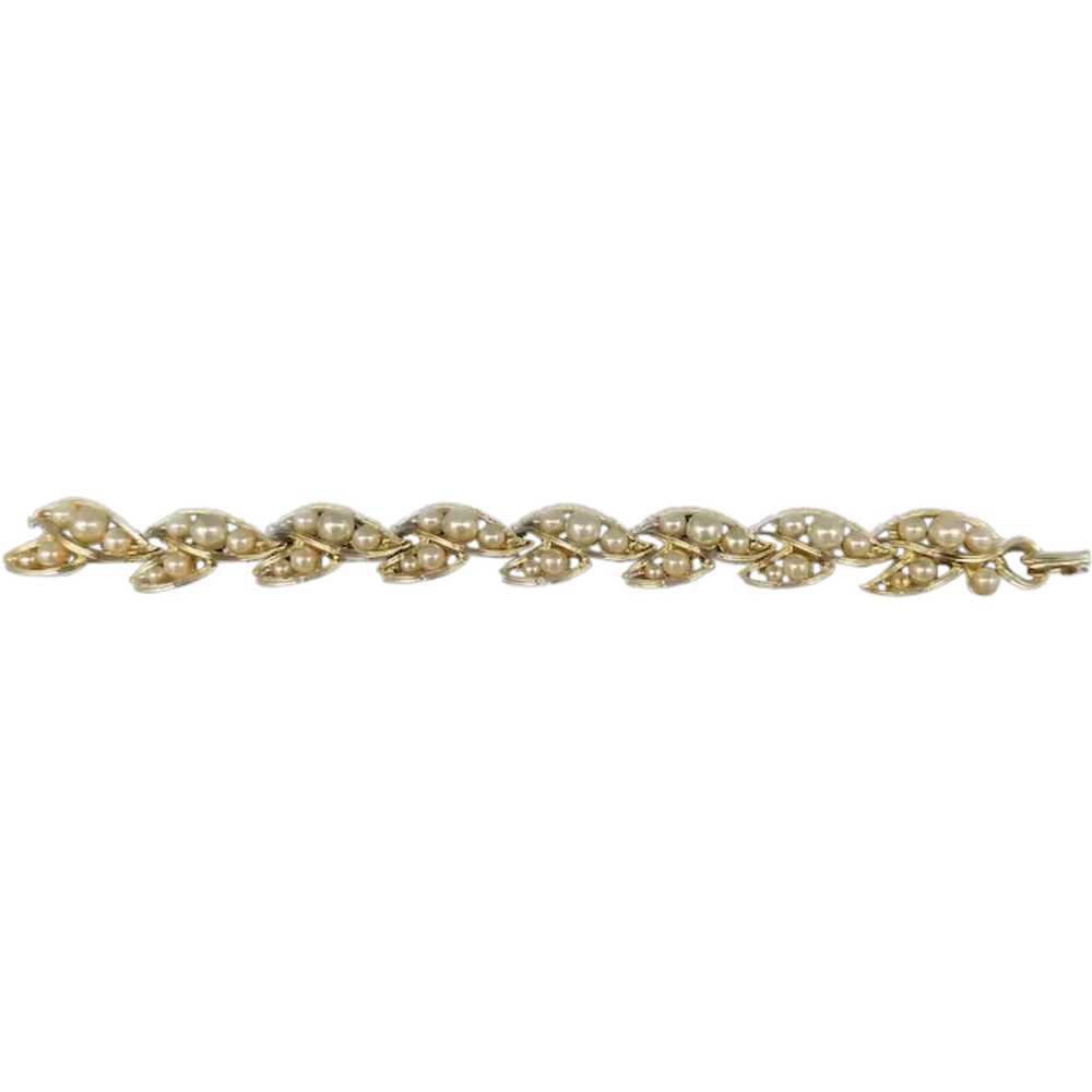 Lisner Gold Colored Simulated Pearl Bracelet - image 1