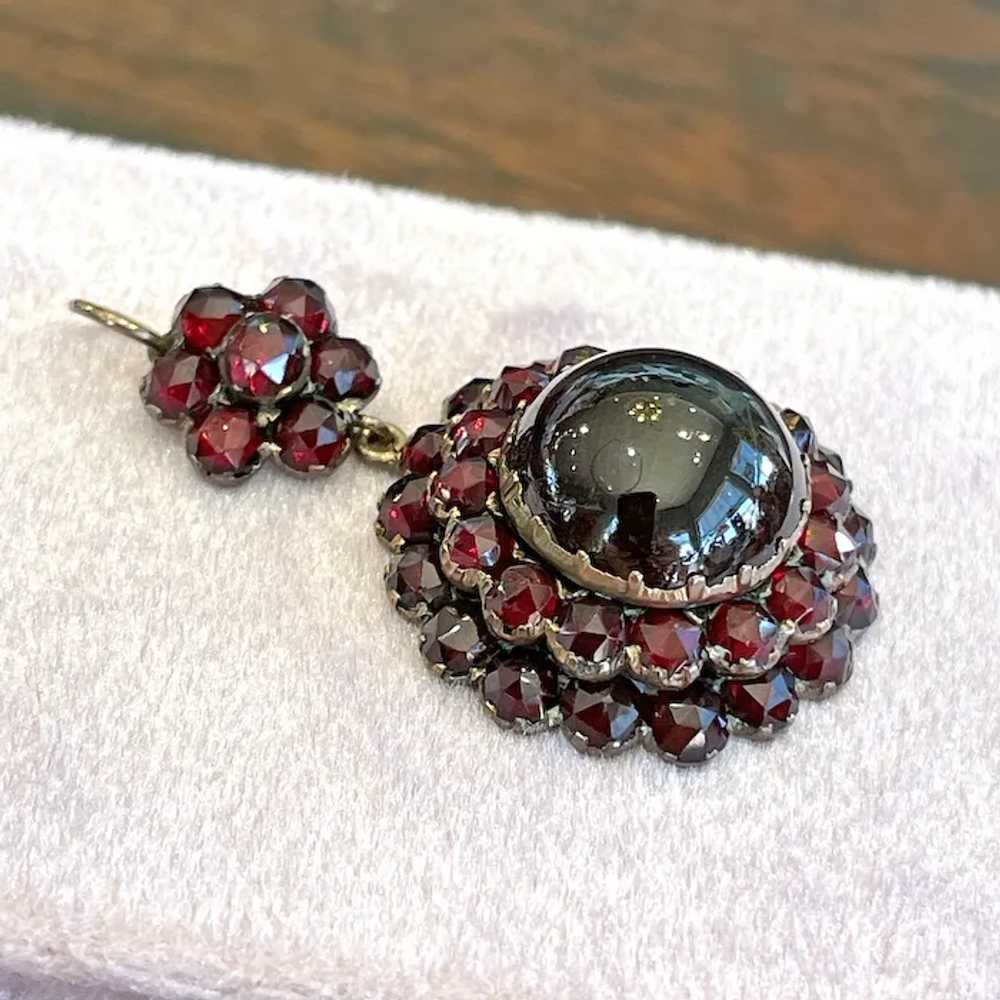 Victorian Garnet Cluster Pendant with Large Caboc… - image 3