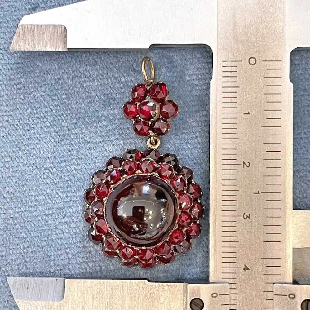 Victorian Garnet Cluster Pendant with Large Caboc… - image 7