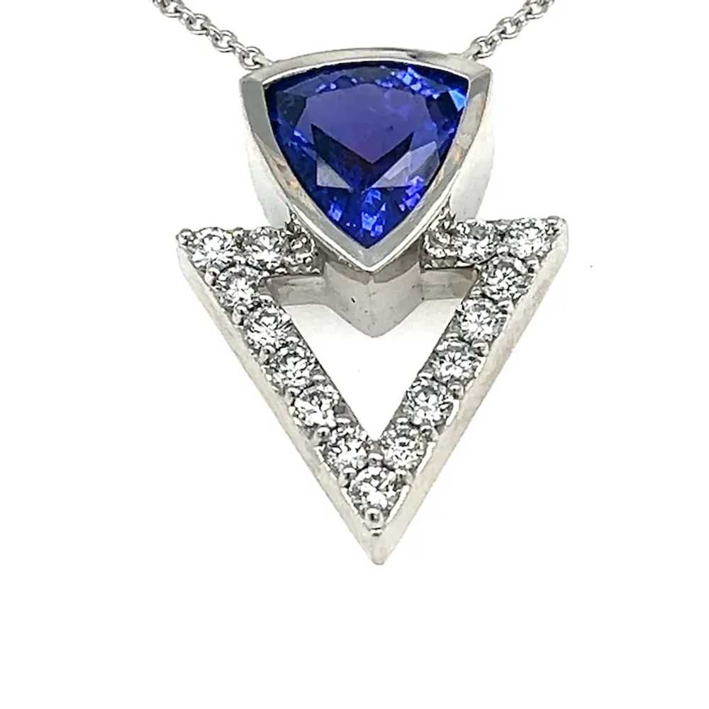 14K Custom Tanzanite and Diamond Necklace - image 2