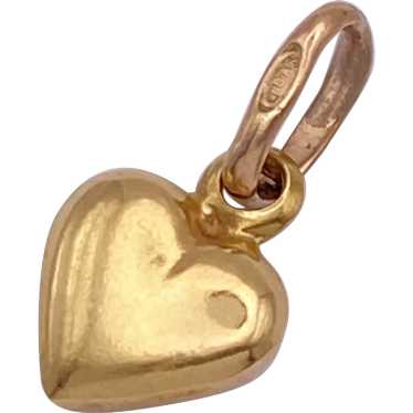 Small Vintage Puffy Heart Charm 18K Gold