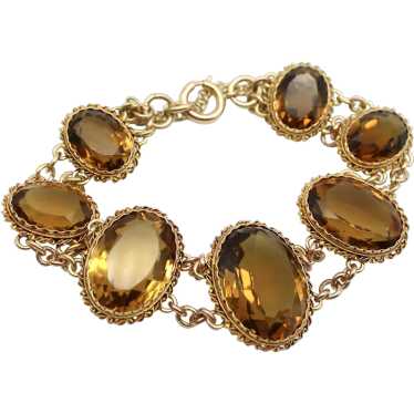 Victorian 14K Gold and Citrine Gemstone Bracelet