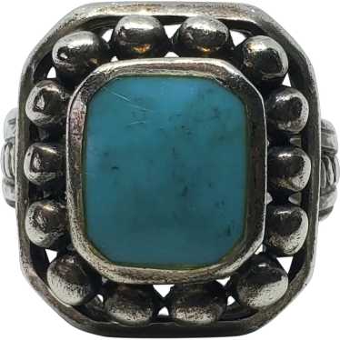 Southwestern Sterling Silver Turquoise Beaded Squa