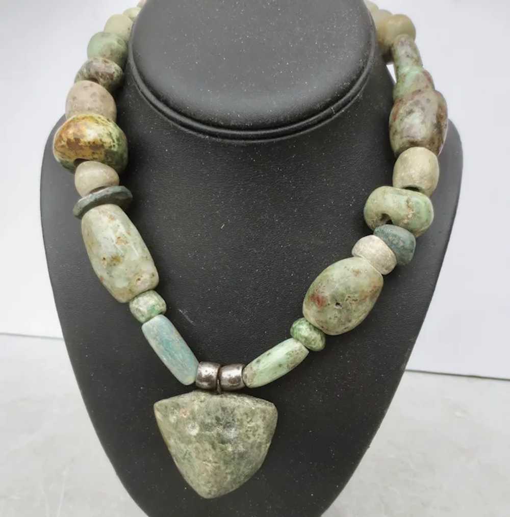 Ancient Olmec  Pre-Columbian Jade Beaded Necklace - image 2
