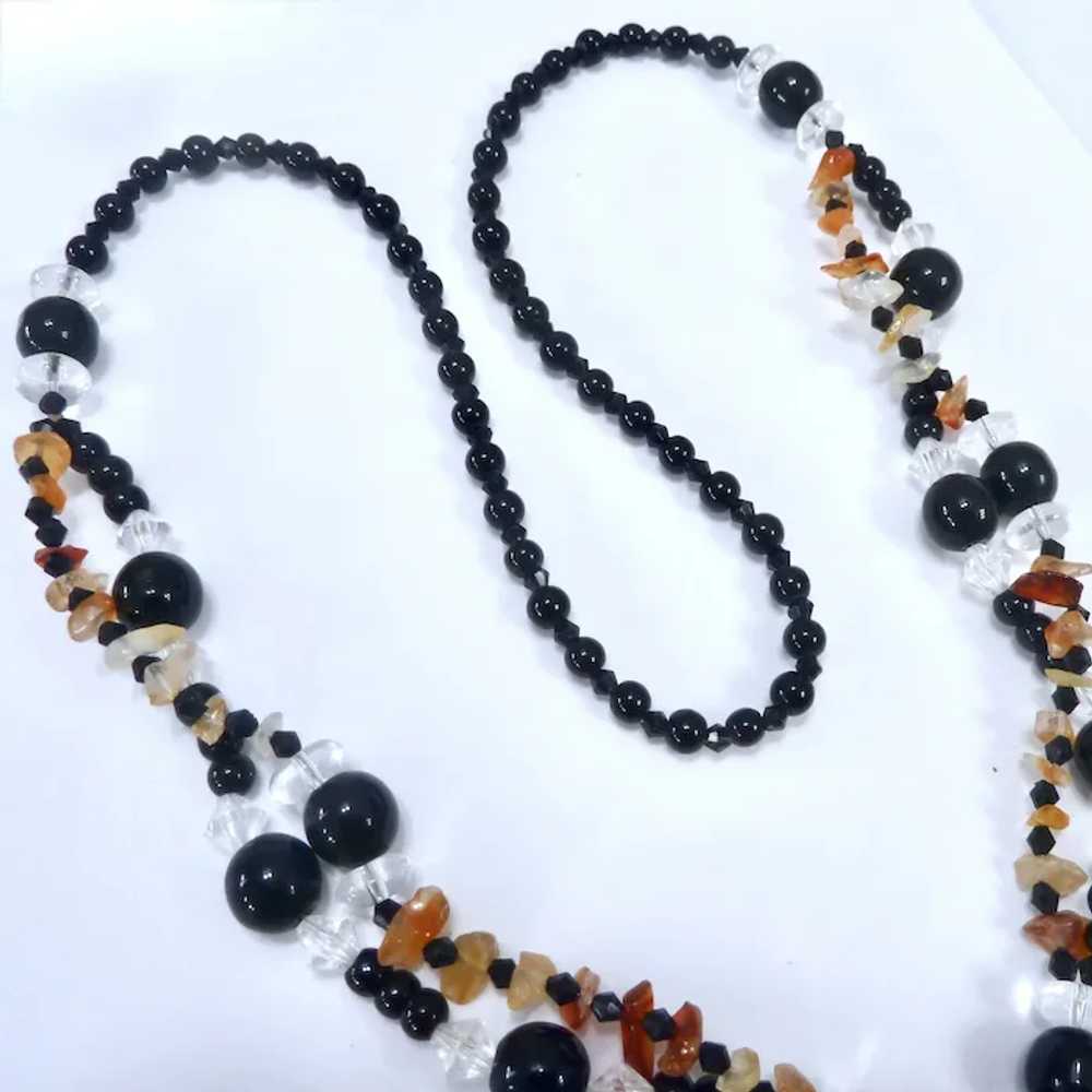 Fun Black & Clear Bead Necklace with Agate Accent… - image 10