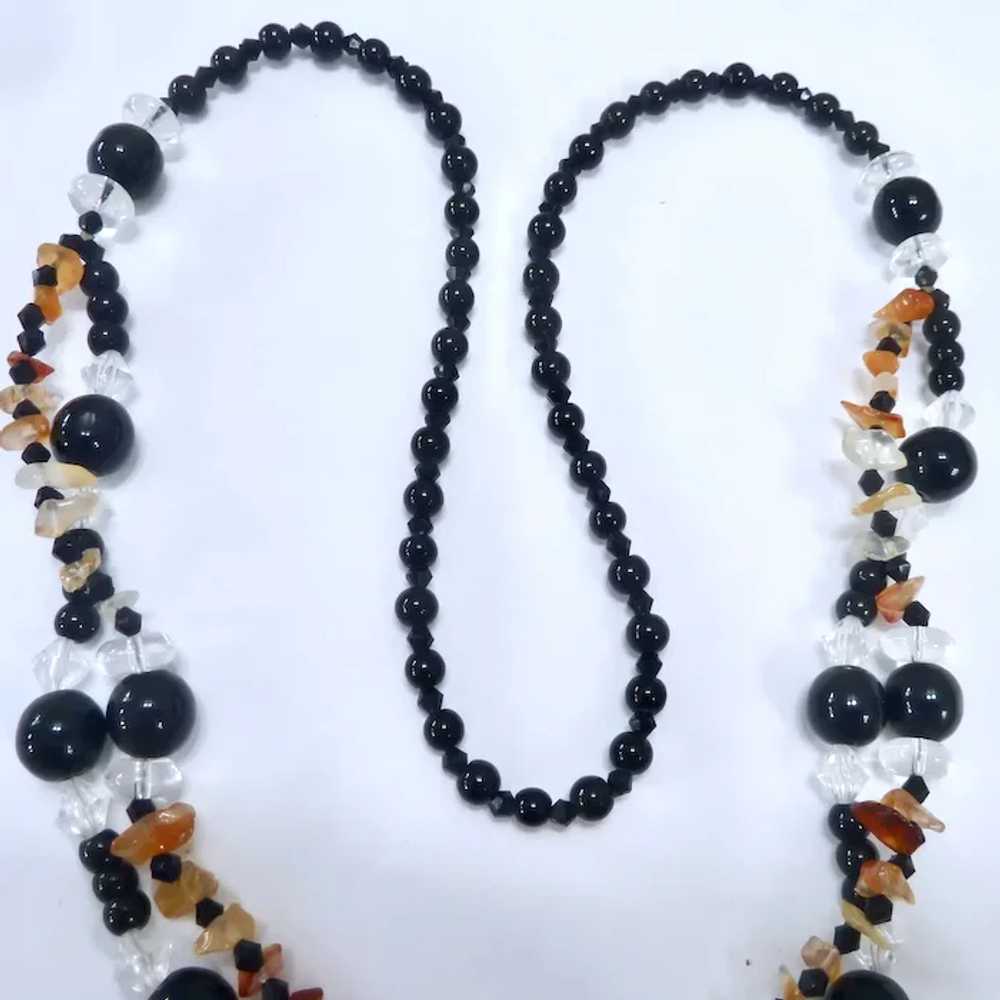 Fun Black & Clear Bead Necklace with Agate Accent… - image 11