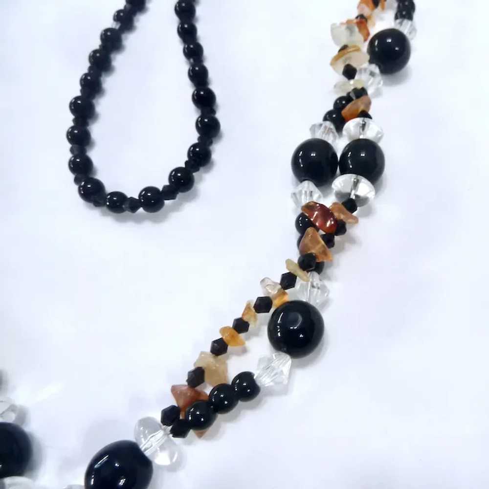 Fun Black & Clear Bead Necklace with Agate Accent… - image 9