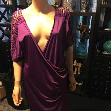 Plunge Neck Purple Dress