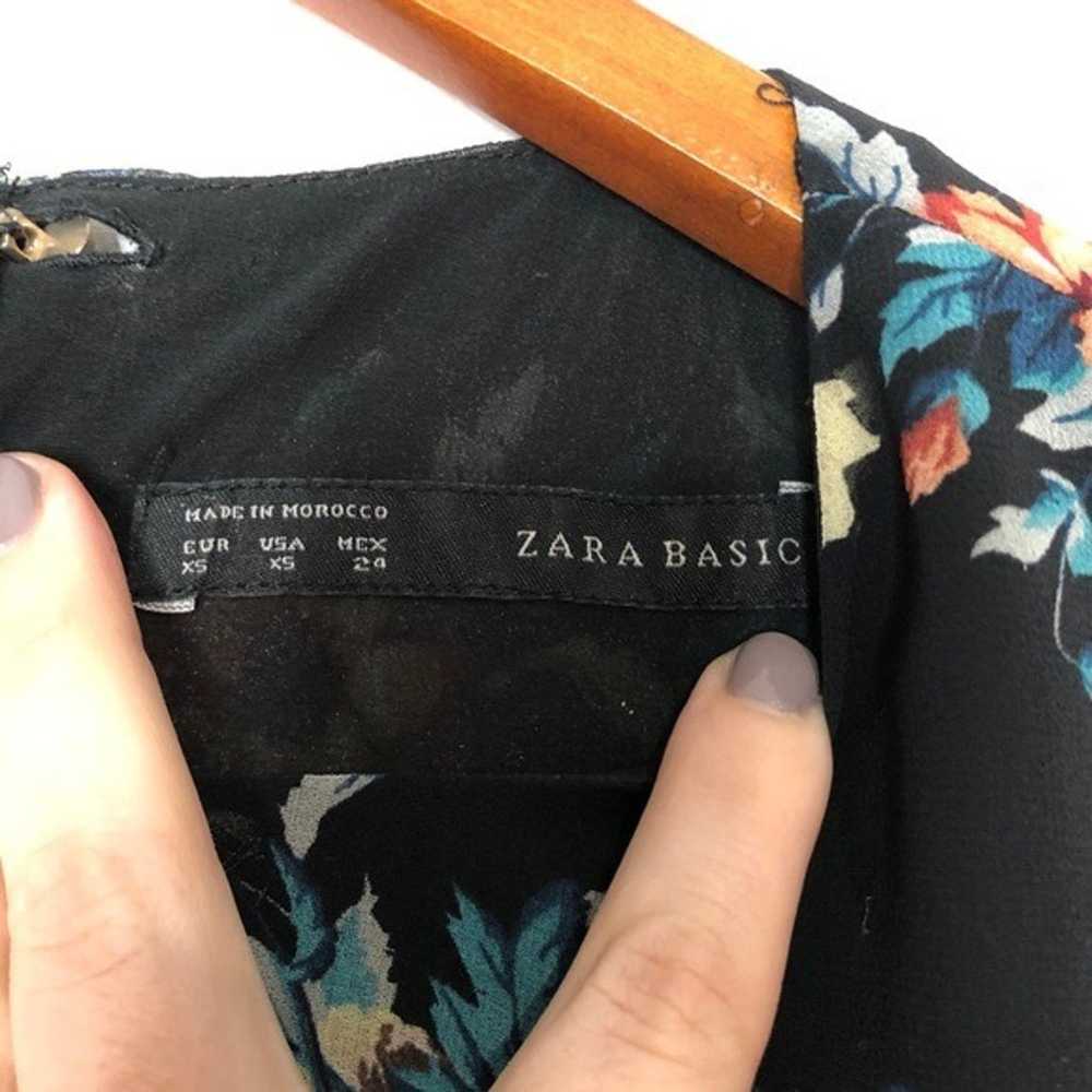 Zara Basic Black Floral Mini Dress Xsmall - image 5