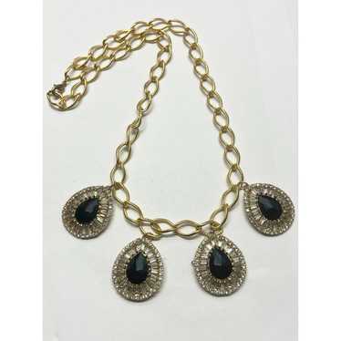 Vintage Vintage gold chain rhinestone charm neckl… - image 1