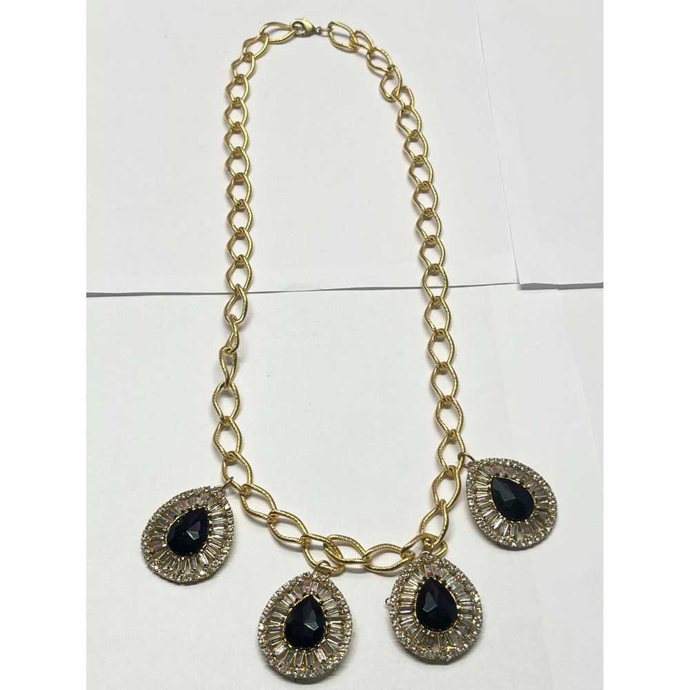 Vintage Vintage gold chain rhinestone charm neckl… - image 5
