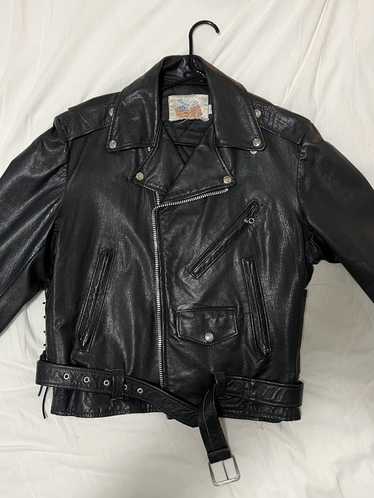 Leather Jacket × Vintage Vintage Padded Biker Lea… - image 1