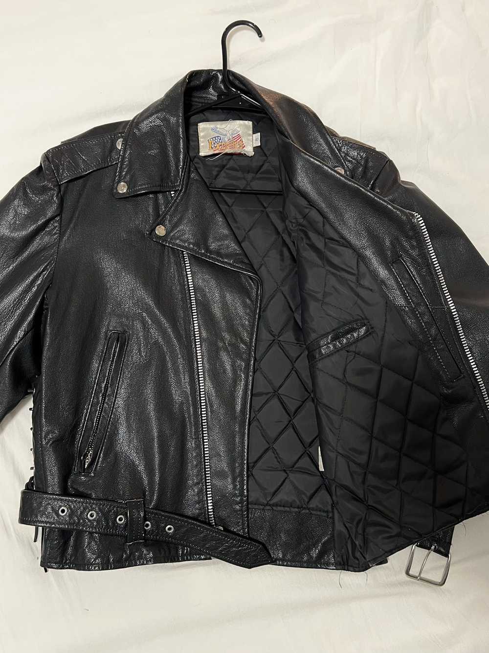 Leather Jacket × Vintage Vintage Padded Biker Lea… - image 2