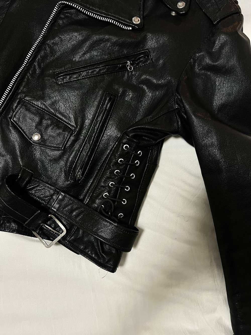 Leather Jacket × Vintage Vintage Padded Biker Lea… - image 3