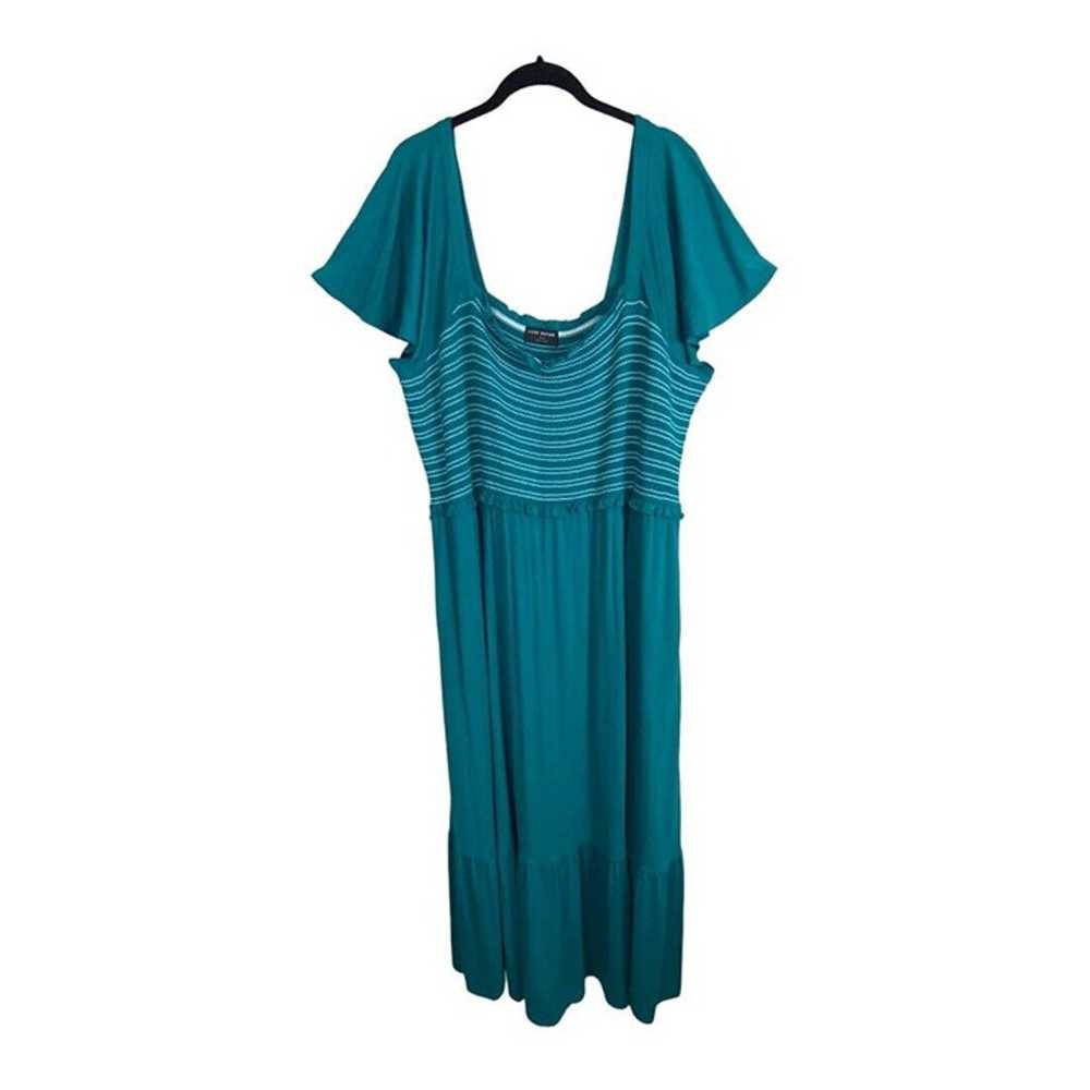 Lane Bryant Dress Size 22/24 Teal Green Elastic W… - image 1